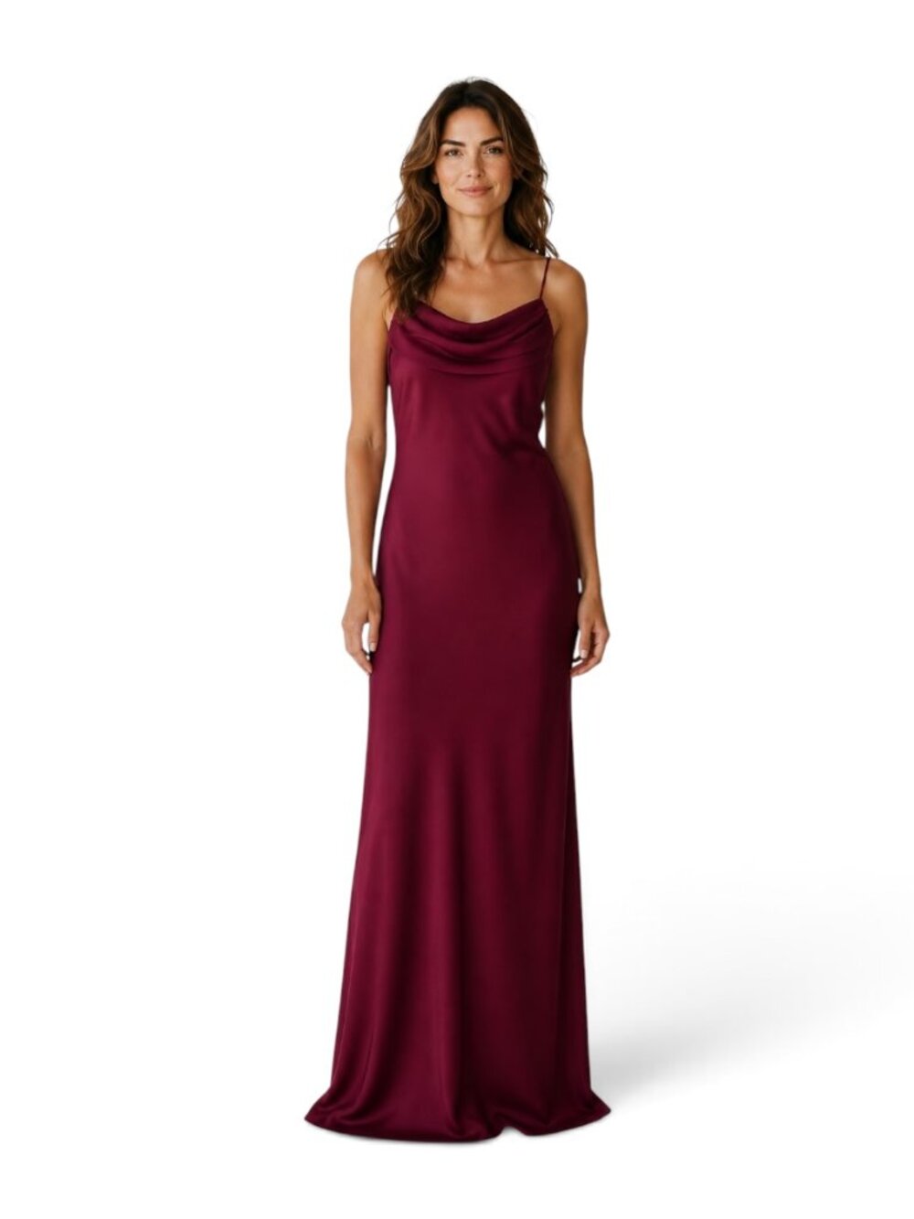 Rebecca Dark Burgundy Long Gown 64" Straps Formal